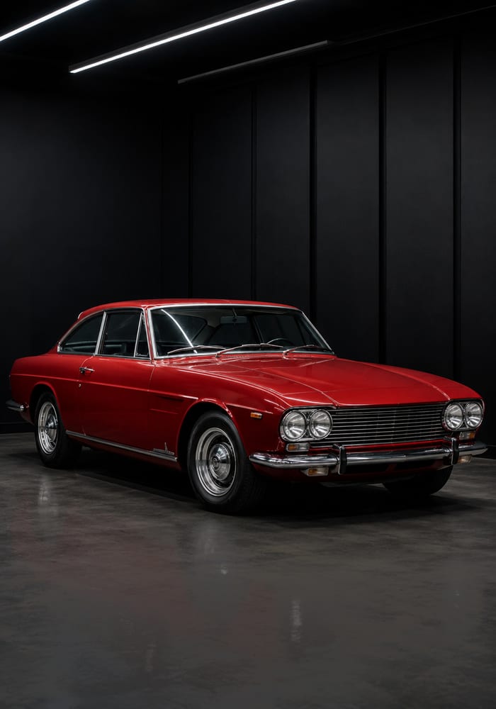 Restored red single-stage paint on a classic car, holding a soft reflection.